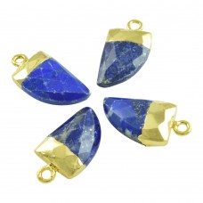 Lapis lazuli tiger nail shape electro gold plated gemstone charm pendant